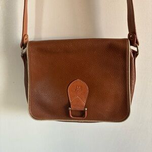 Courreges-Vintage Rare Orange Leather Crossbody Bag France 1970s Designer